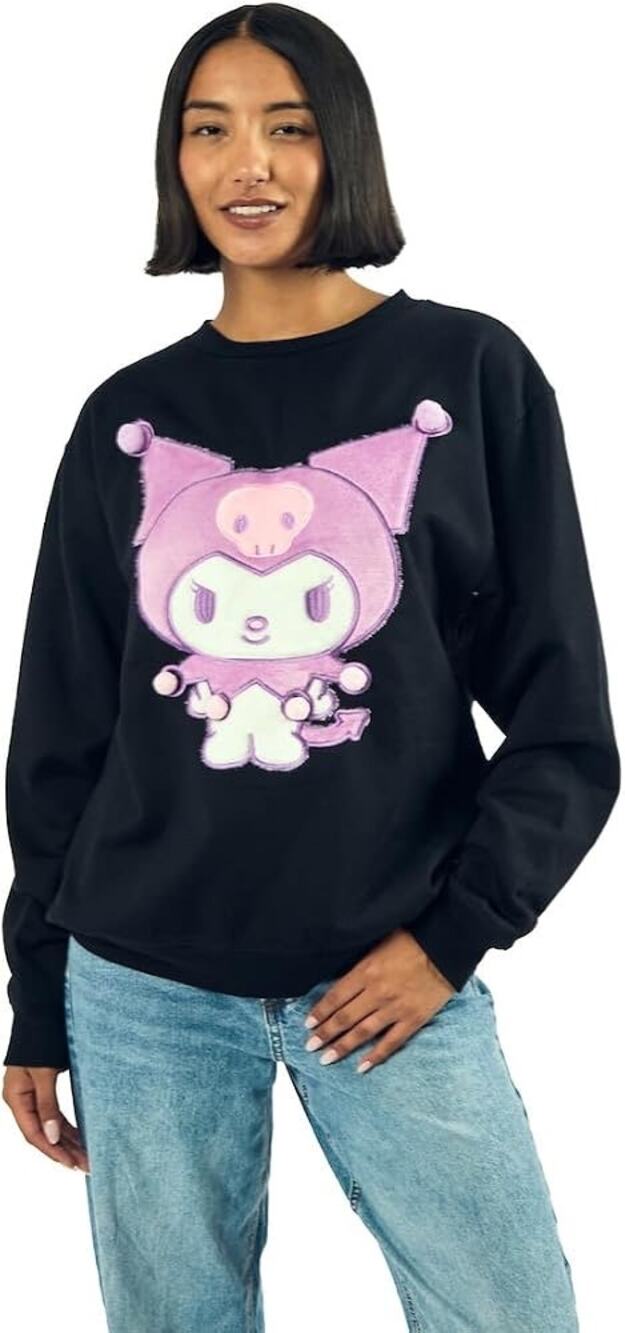 Bioworld Kuromi Big Face Plush Character Sweatshirt